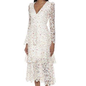 Monique Lluiller NWT $2,869 Floral Lace Midi Dress US Size 6